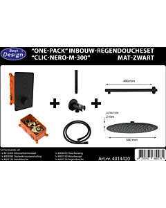 Best Design One Pack regendoucheset Clic Nero M Ø 300 mm mat zwart