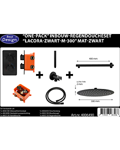 Best Design One Pack regendoucheset Lacora Nero M Ø 300 mm mat zwart