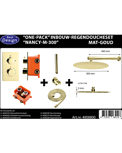 Best Design One Pack regendoucheset Nancy M 300 inbouw mat goud