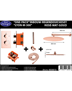 Best Design One Pack regendoucheset Lyon M 300 inbouw rosé mat goud