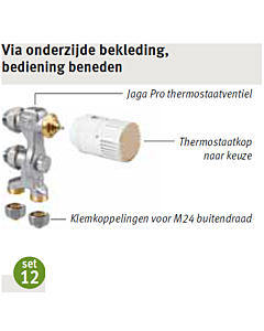 Jaga aansluitset 12 Low-H2O vloer 2-pijp Fe/Cu Ø 15 mm AC-knop
